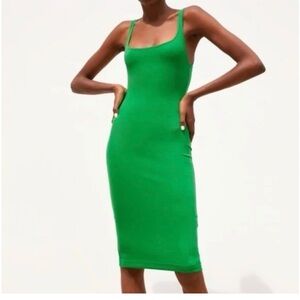 Zara Green Sleeveless Dress Bodycon New Without Tags